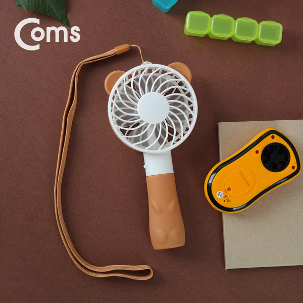 Coms 휴대용 USB 미니 선풍기 / 핸디형 / 곰 캐릭 (USB 충전식), Brown / evn2