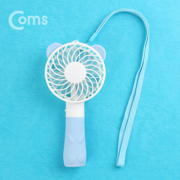 Coms 휴대용 USB 미니 선풍기 / 핸디형 / 곰 캐릭 (USB 충전식), Blue / evn2