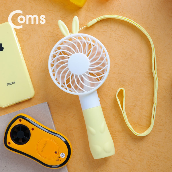 Coms 휴대용 USB 미니 선풍기 / 핸디형 / 토끼 캐릭 (USB 충전식), Yellow / evn2
