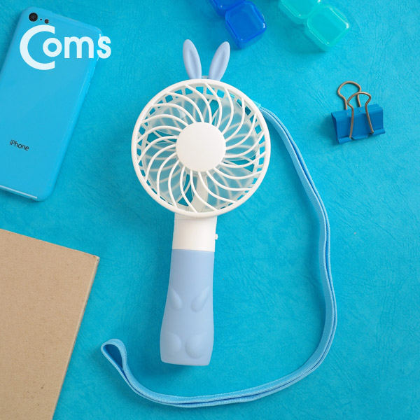 Coms 휴대용 USB 미니 선풍기 / 핸디형 / 토끼 캐릭 (USB 충전식), Blue / evn2