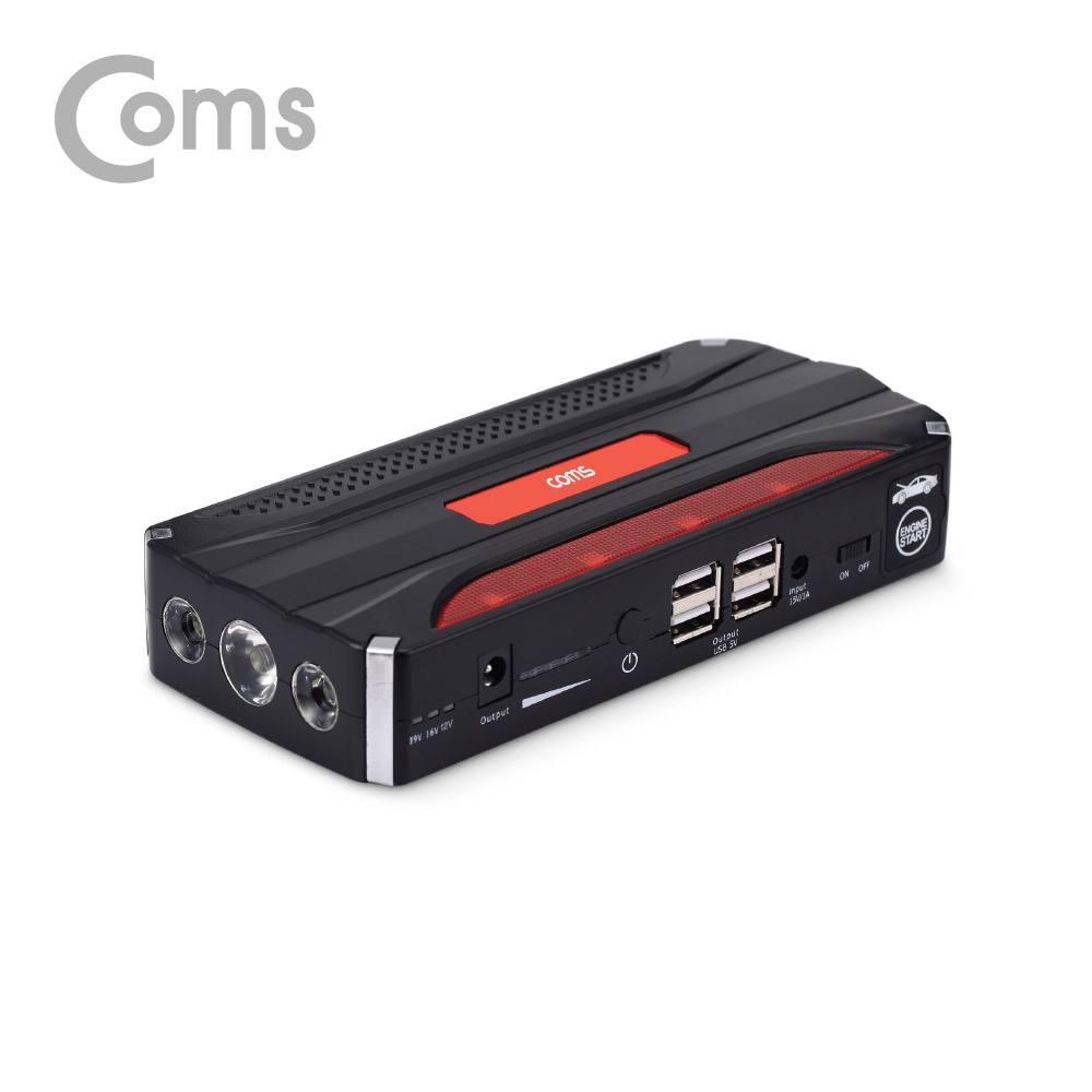 Coms 차량용 점프 스타터 12000mAh USB 4Port (디젤/가솔린차, 파워뱅크/비상탈출/LED램프)