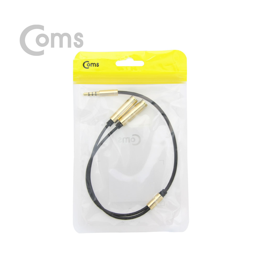 Coms 이어폰 2분배 케이블 30cm - ST M(4극) / ST Fx2 Y형, Gold