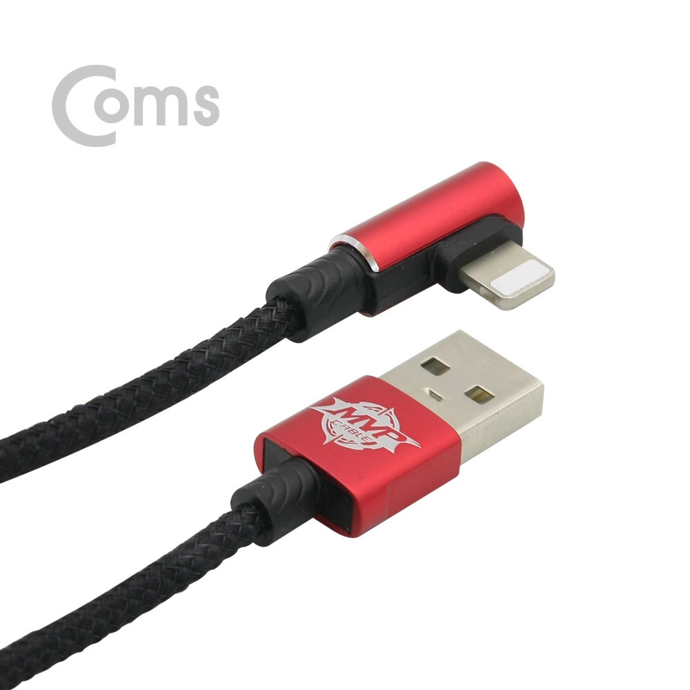 Coms iOS IOS 8핀 (8Pin) 케이블(꺾임(꺽임)), Red / 1.2M