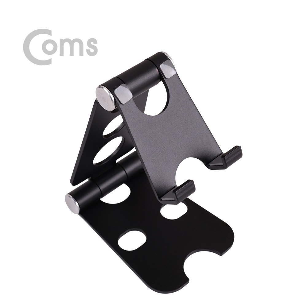 Coms 알루미늄 스마트폰 스탠드, Black / 2단 접이식 / 각도조절