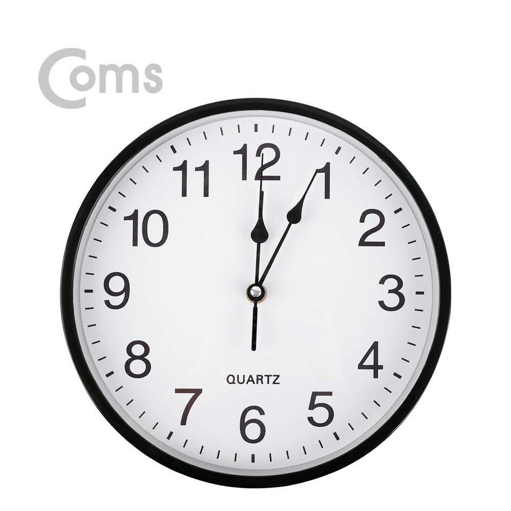Coms 쿼츠 벽시계(벽걸이용, 아날로그), 저소음, Black - (대)