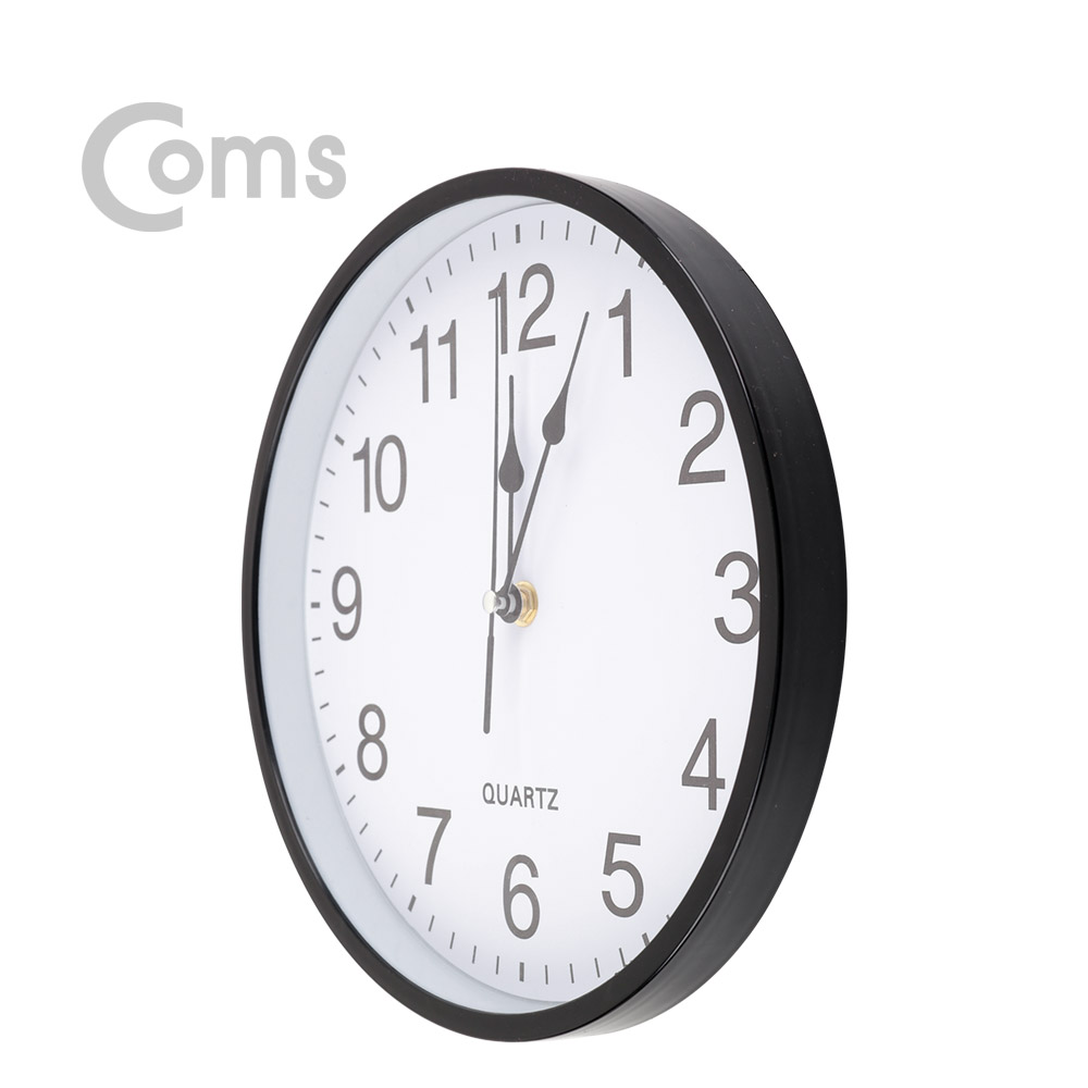 Coms 쿼츠 벽시계(벽걸이용, 아날로그), 저소음, Black - (대)