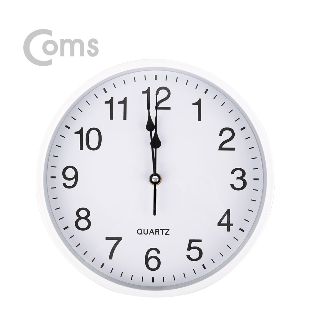 Coms 쿼츠 벽시계(벽걸이용, 아날로그), 저소음, White - (대)