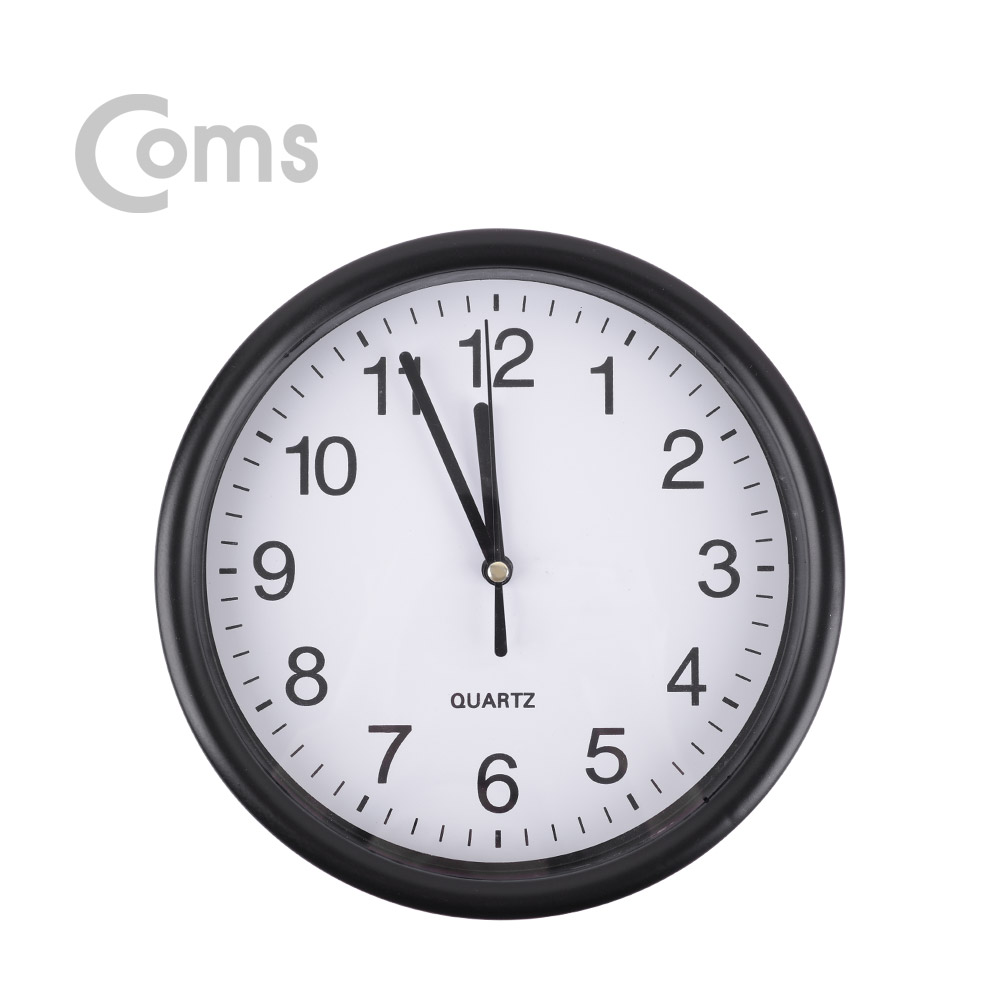 Coms 쿼츠 벽시계(벽걸이용, 아날로그), Black