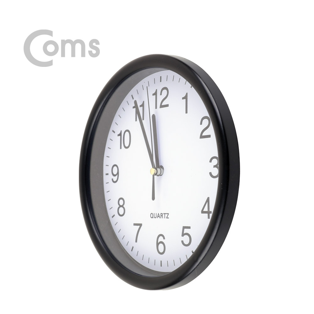 Coms 쿼츠 벽시계(벽걸이용, 아날로그), Black