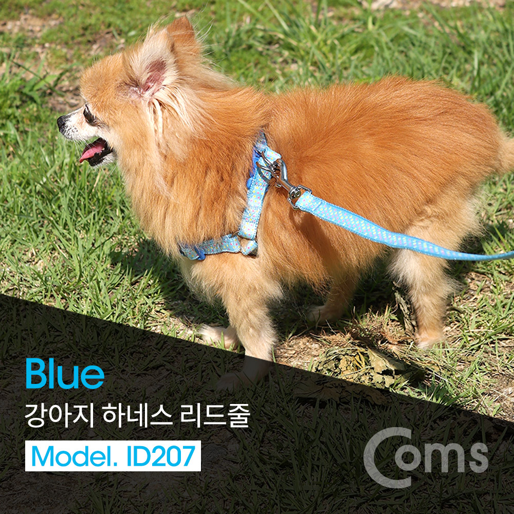 Coms 강아지/애견 가슴줄 / 하네스 / 목줄 / 리드줄 / Blue / 1.2M / 둘레 35~50cm