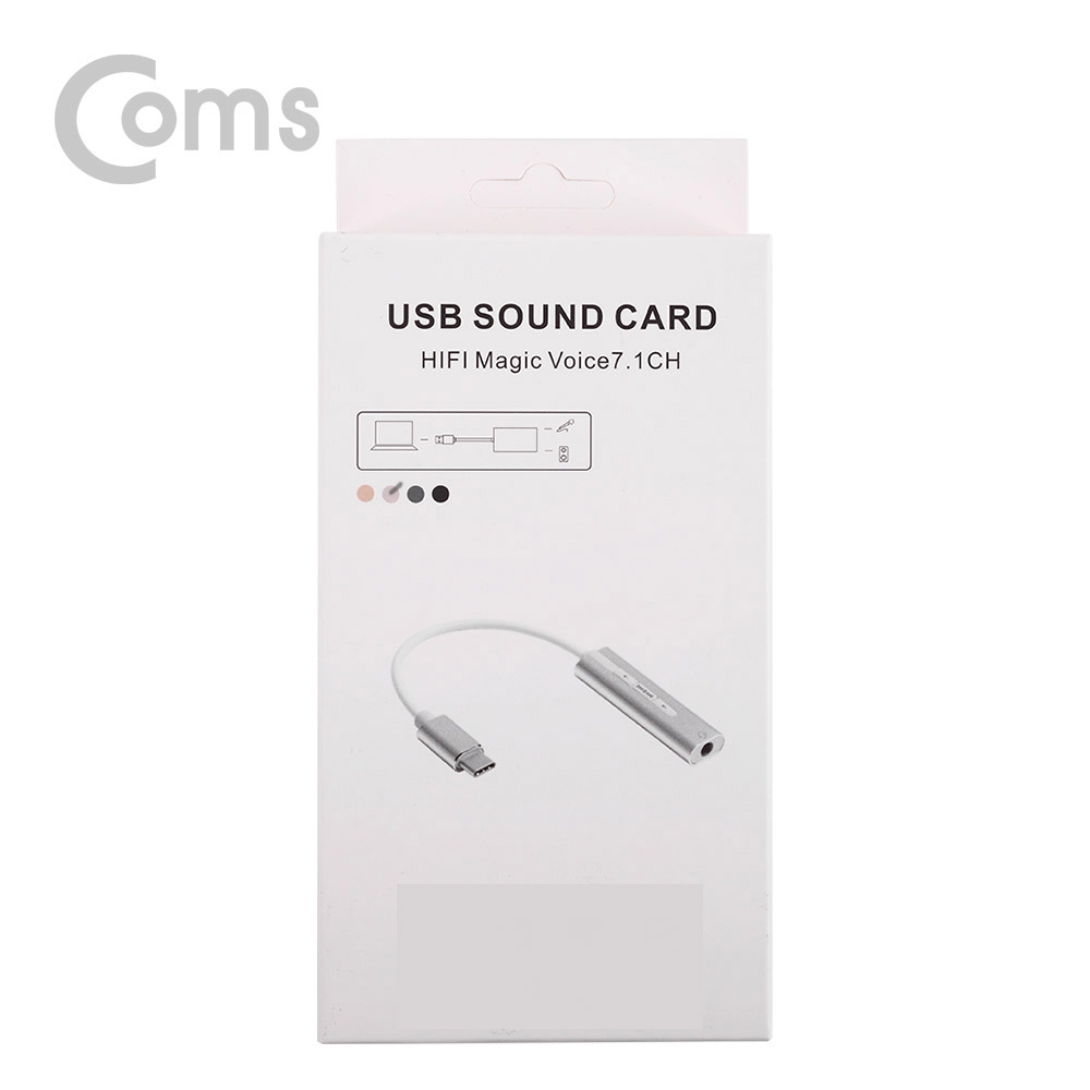 Coms Type C 오디오(7.1) 컨버터/3.5 ST - 케이블형, Metal/Silver