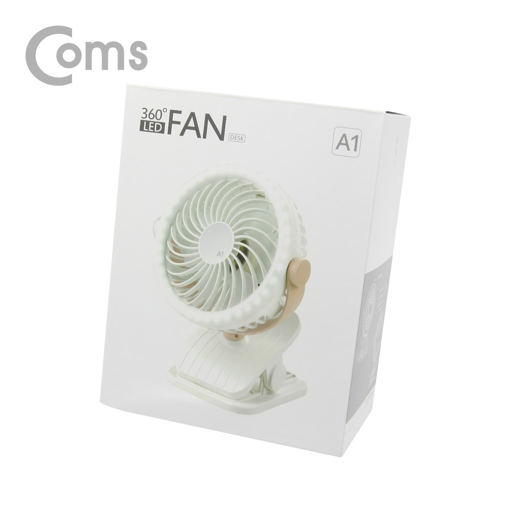 Coms USB 선풍기 / 집게형 토이네도 / 스탠드 / 3단계 풍량조절 / 충전식 /evn2