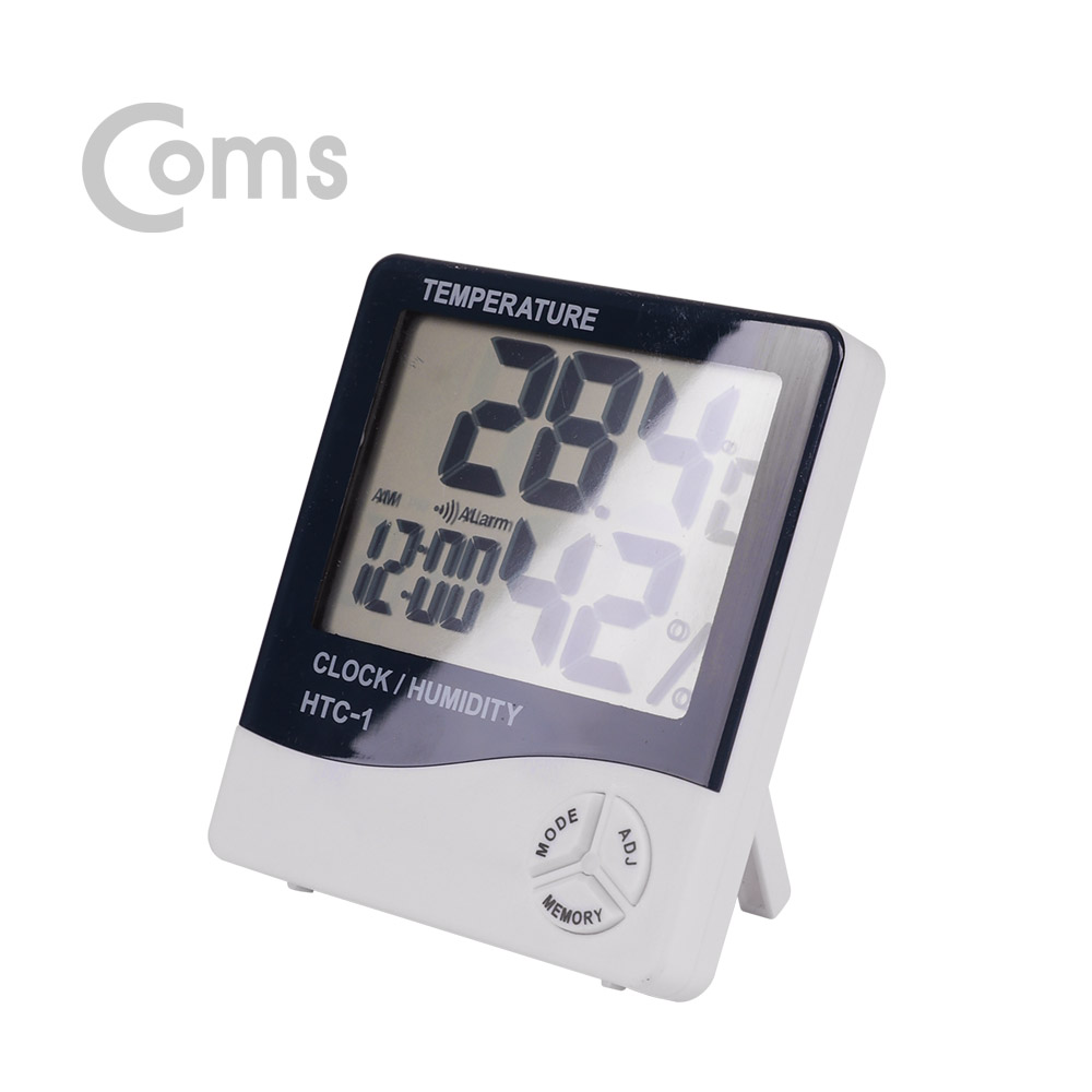 Coms 온습도계 AAA 1ea - 알람/날짜/시간/온도/습도 측정 / 온도계