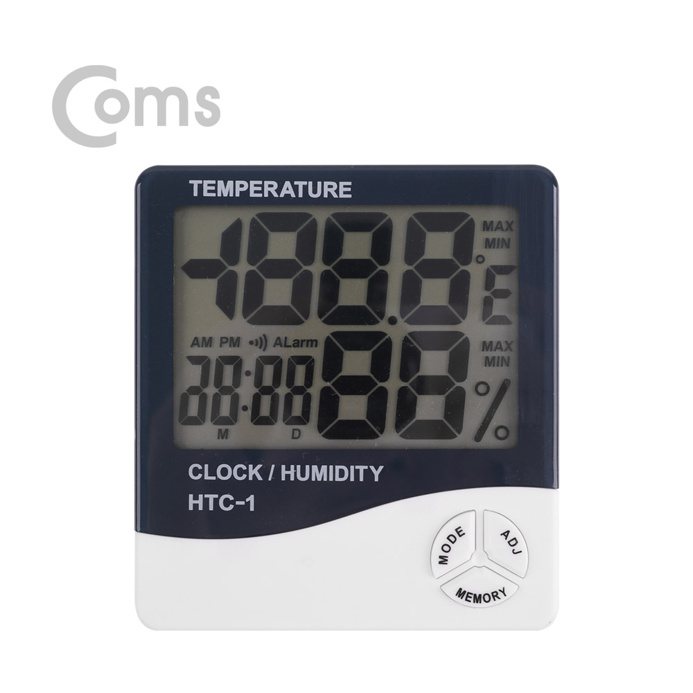 Coms 온습도계 AAA 1ea - 알람/날짜/시간/온도/습도 측정 / 온도계