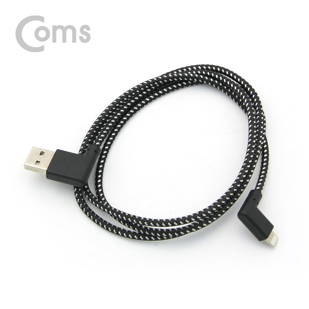 Coms IOS 8핀(8Pin) 케이블(패브릭) 1M / USB 2.0A(M) 양면 USB, 좌우꺾임 / 8P 좌우꺾임(꺽임)