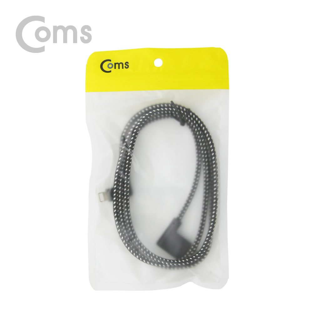 Coms IOS 8핀(8Pin) 케이블(패브릭) 1M / USB 2.0A(M) 양면 USB, 좌우꺾임 / 8P 좌우꺾임(꺽임)