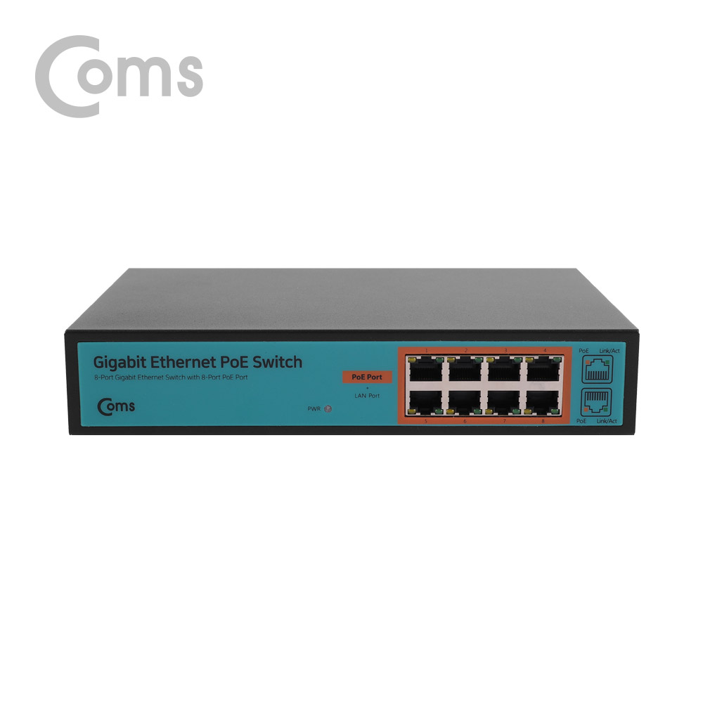 Coms 8포트 기가비트 GbE PoE 스위치허브 10/100/1000Mbps