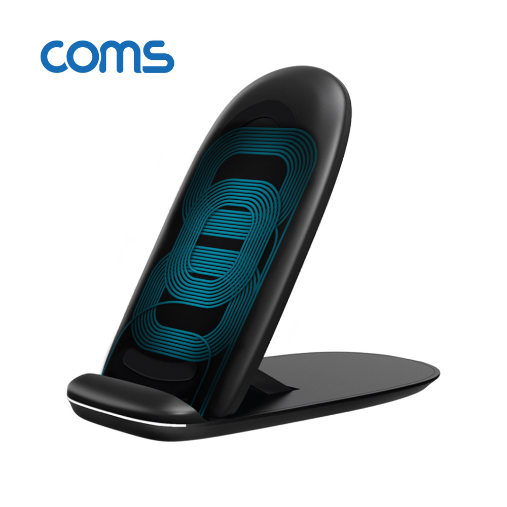 Coms [컴스품질보증] 고속 무선충전기 거치대 / Black / 3코일/ 슬림형접이식 / 10W