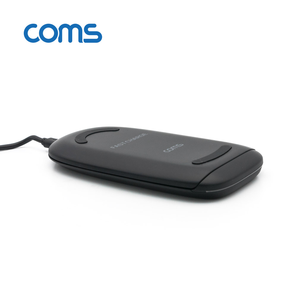 Coms [컴스품질보증] 고속 무선충전기 거치대 / Black / 3코일/ 슬림형접이식 / 10W
