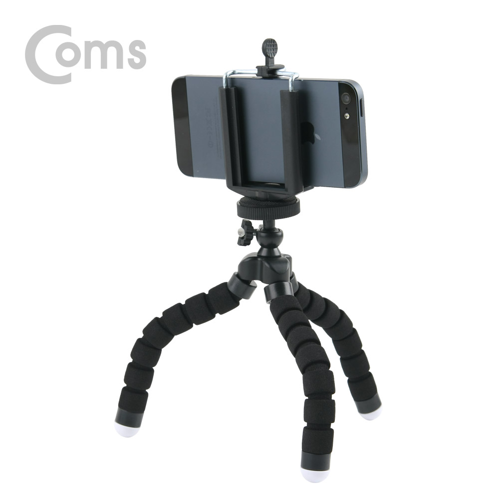 Coms 플렉시블 삼각대 (관절형 / 스마트폰가이드) / 스폰지재질 / BLACK