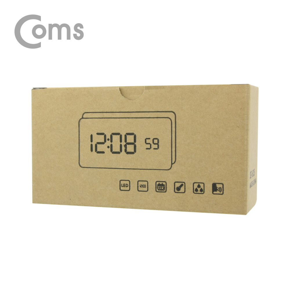 Coms 디지털 LED 나무시계 (중형)