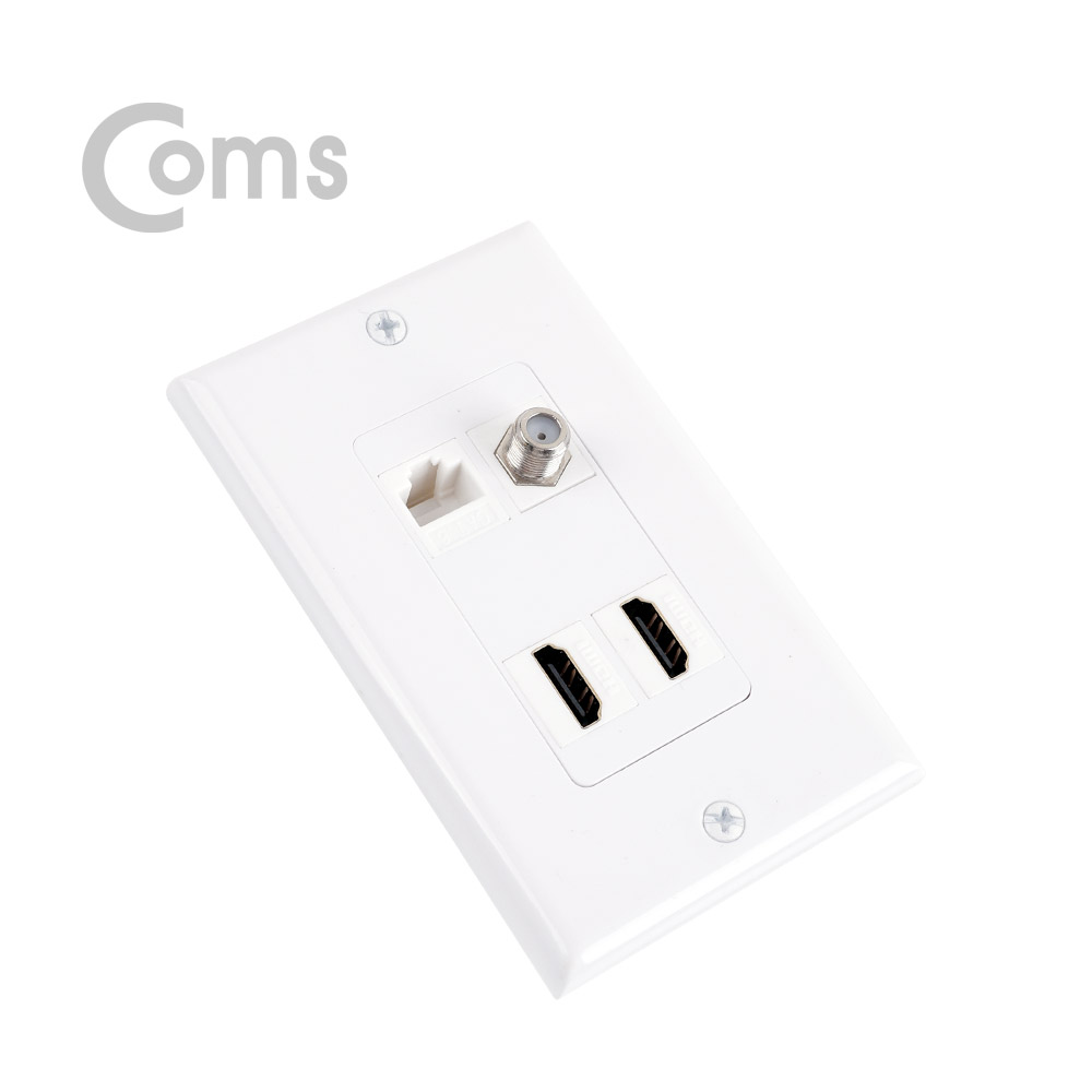 Coms HDMI 월 플레이트 -  HDMI x 2포트 / UTP (RJ45단자) / RF단자