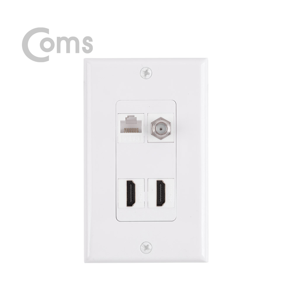 Coms HDMI 월 플레이트 -  HDMI x 2포트 / UTP (RJ45단자) / RF단자