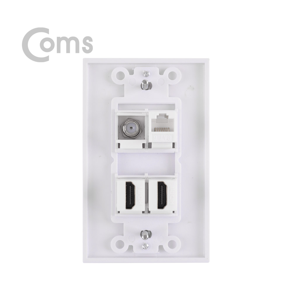 Coms HDMI 월 플레이트 -  HDMI x 2포트 / UTP (RJ45단자) / RF단자
