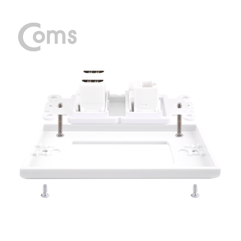 Coms HDMI 월 플레이트 -  HDMI x 2포트 / UTP (RJ45단자) / RF단자
