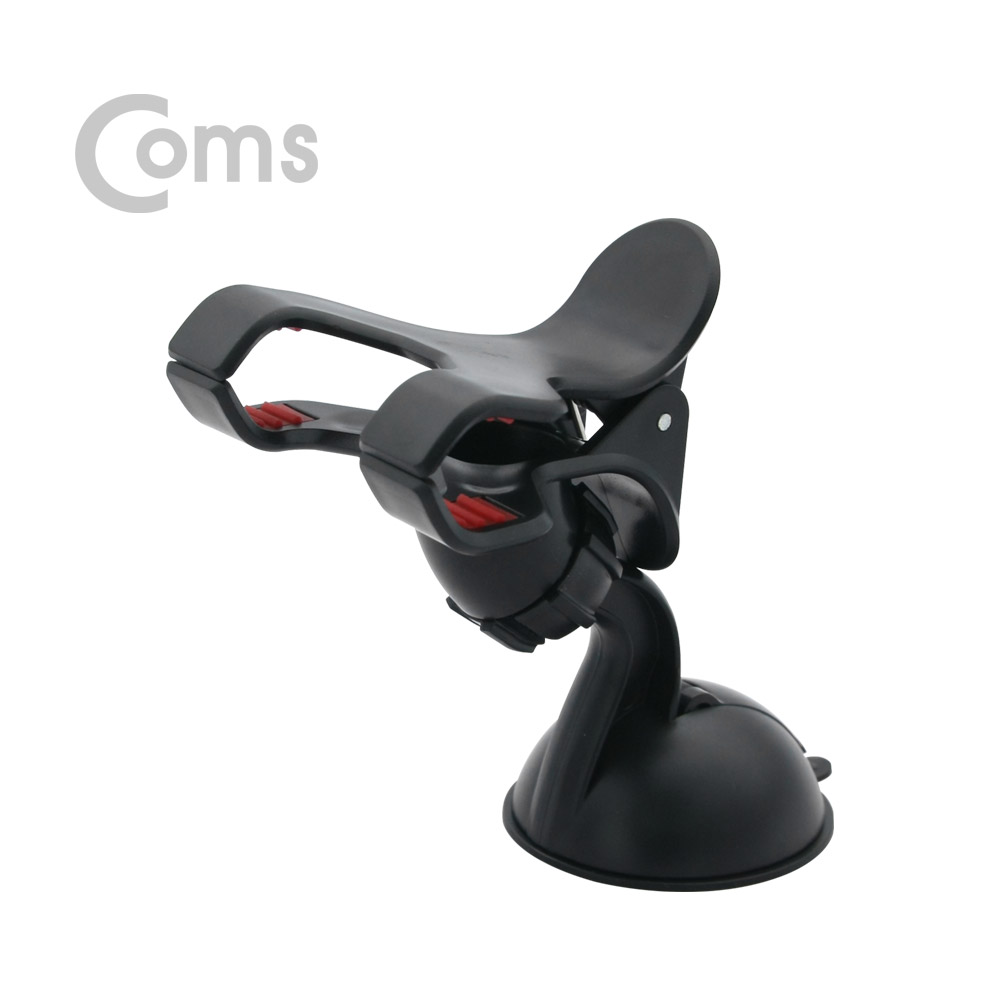 Coms 스마트폰 거치대, 차량용/블랙 - 앞면 유리 거치, 집게형