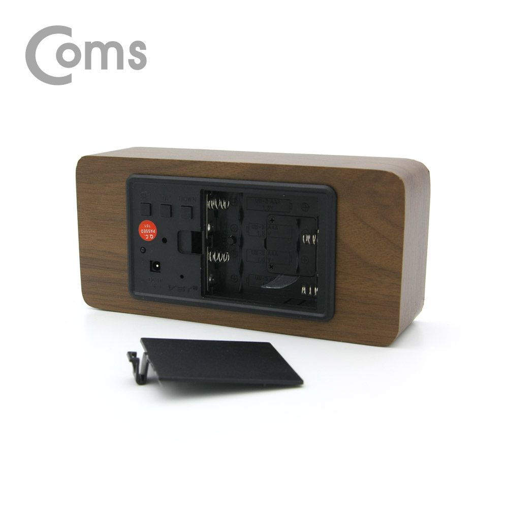 Coms 디지털 LED 나무시계 (소형 / Brown)