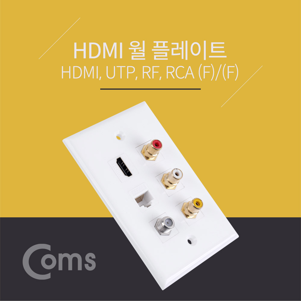Coms HDMI 월 플레이트(멀티) - HDMI / 3RCA / RF / UTP(RJ45)