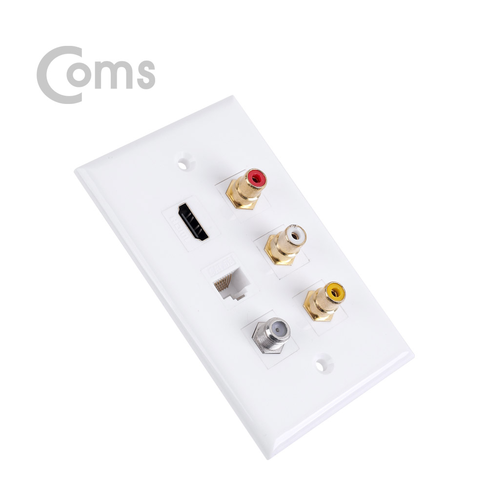 Coms HDMI 월 플레이트(멀티) - HDMI / 3RCA / RF / UTP(RJ45)