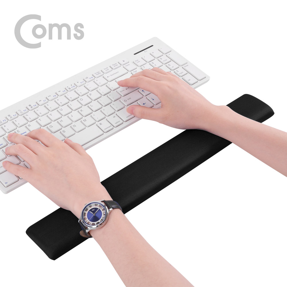 Coms 키보드 손목 보호대 - 42.5cm X 6cm / 패브릭 커버 / 직사각형 / 블랙