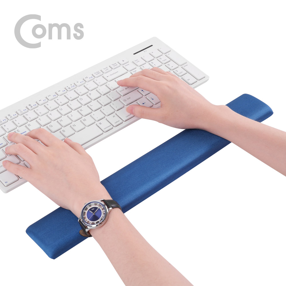 Coms 키보드 손목 보호대 - 42.5cm X 6cm / 패브릭 커버 / 직사각형 / 블루