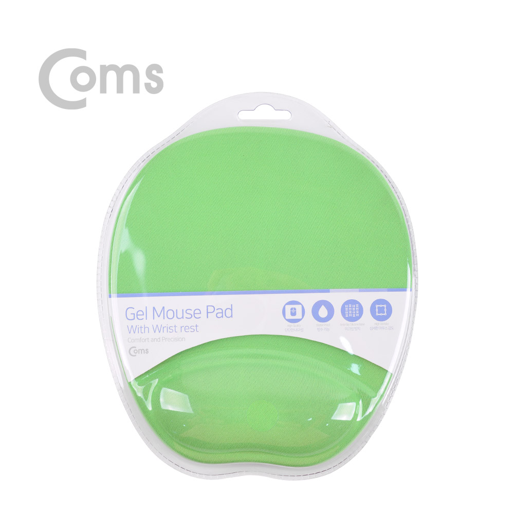 Coms 마우스 패드 (손목보호형) 원형, 그린