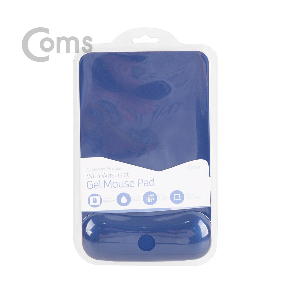 Coms 마우스 패드 (손목보호형) LONG 사각형, 파랑