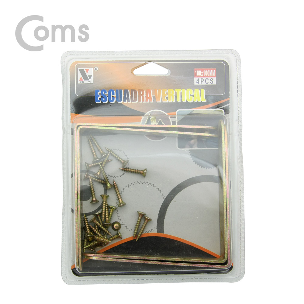 Coms 꺾쇠 (100mm) 4pcs / 직각 모서리 장석 / 나사못 포함 / 코너철