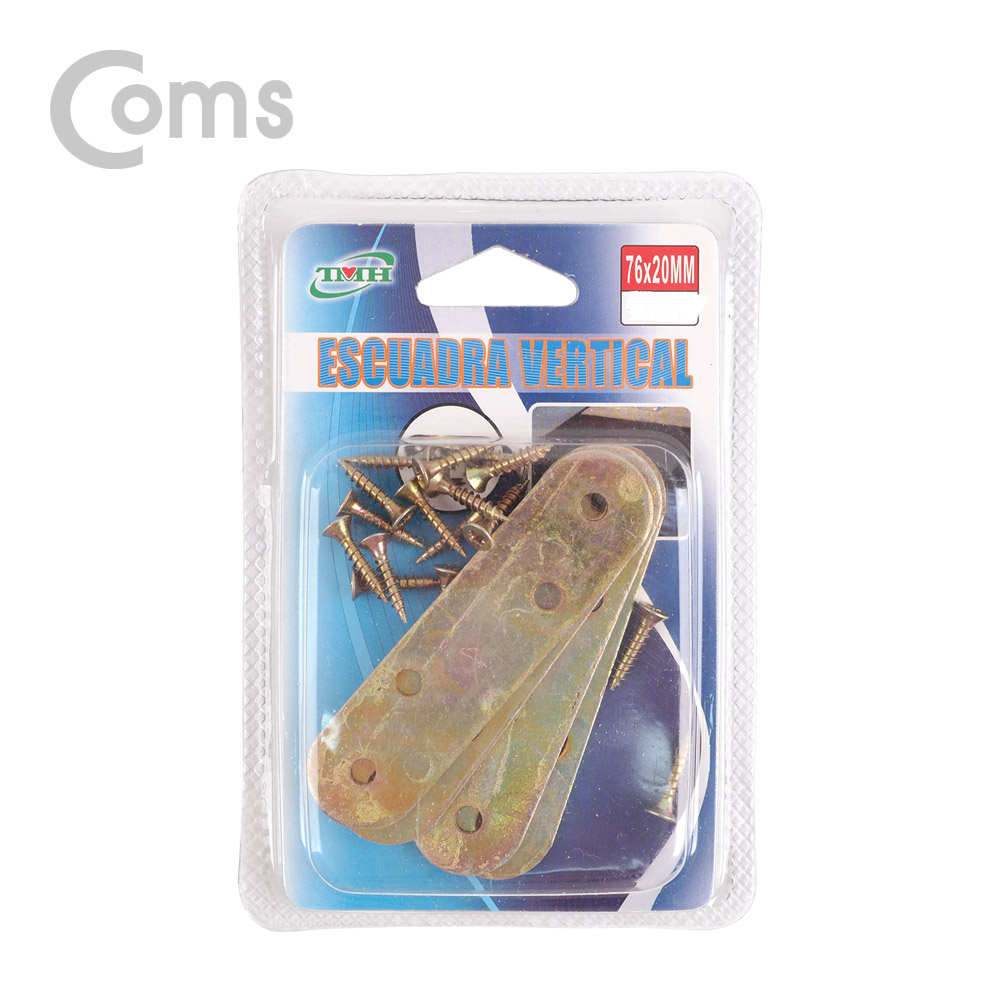 Coms 평철(일자) 4pcs / 76mm X 20mm / 나사못 포함 / -자