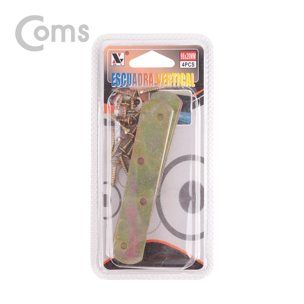 Coms 평철(일자) 4pcs / 96mm X 18mm / 나사못 포함 / -자