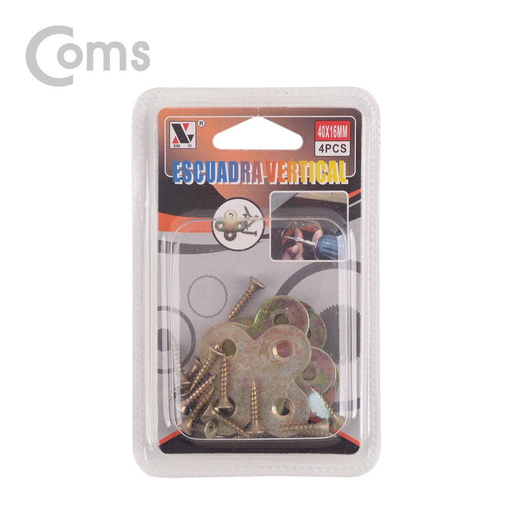 Coms 평철(십자) 4pcs / 40mm X 16mm / 나사못 포함 / +자