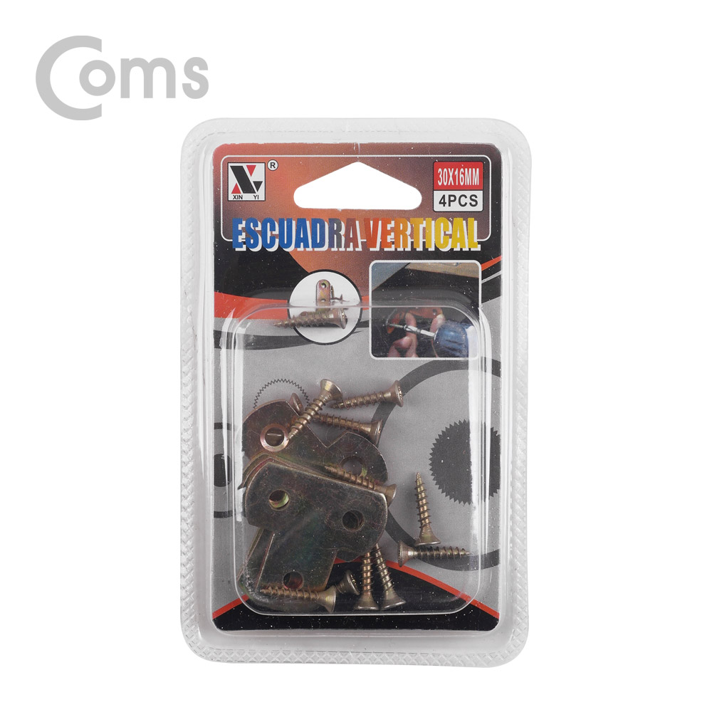 Coms 평철(T자) 4pcs / 30x16(mm) / 나사못 포함