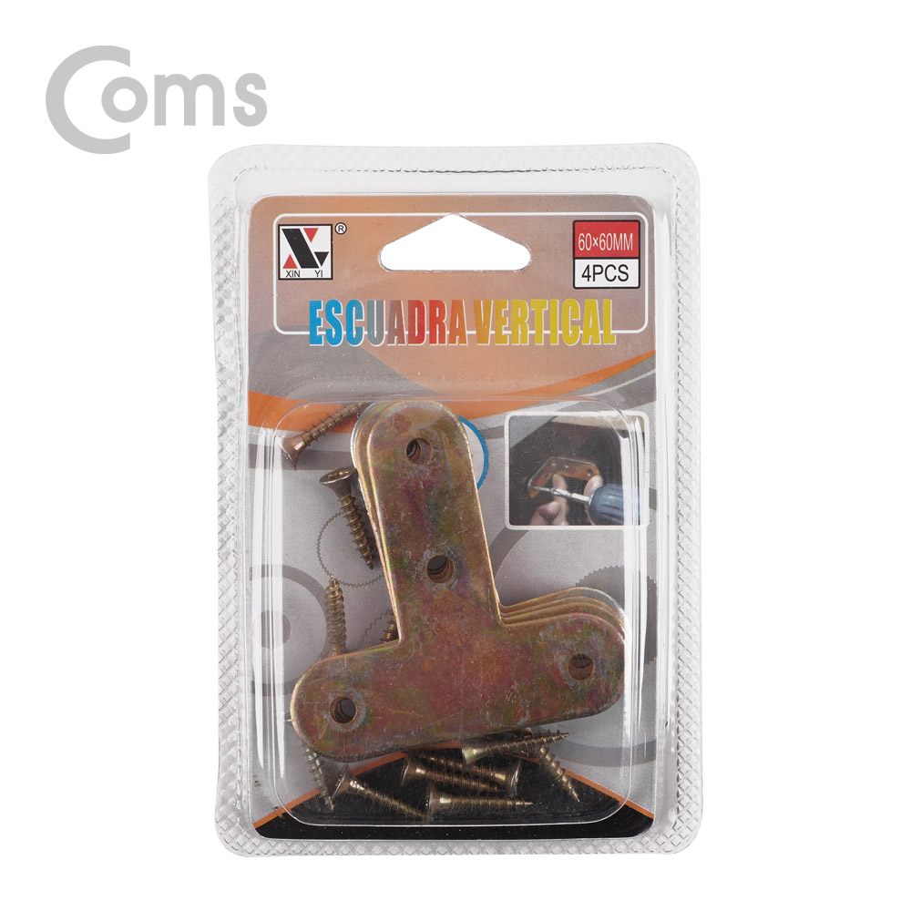 Coms 평철(T자) 4pcs / 60x60(mm) / 나사못 포함