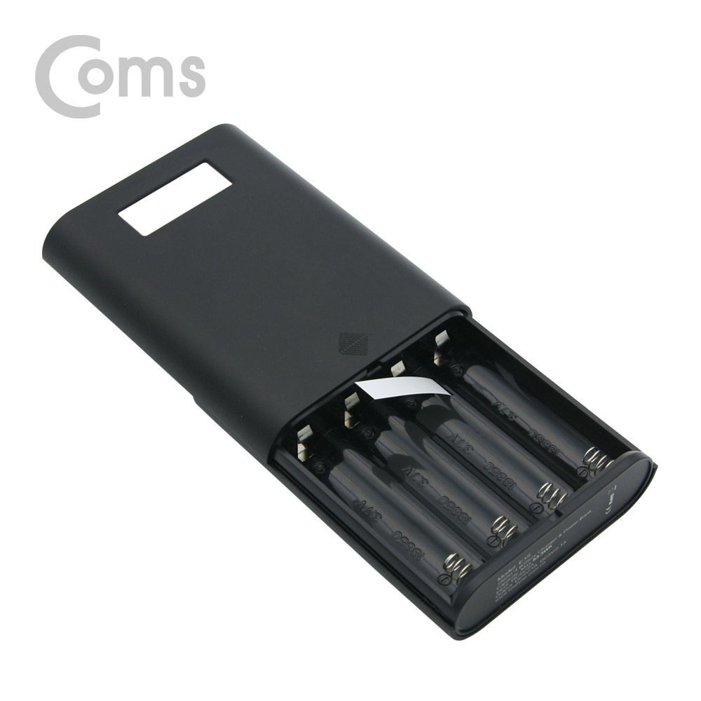 Coms 건전지 충전기 / 보조배터리 겸용 / 18650 배터리 4ea용 / Black