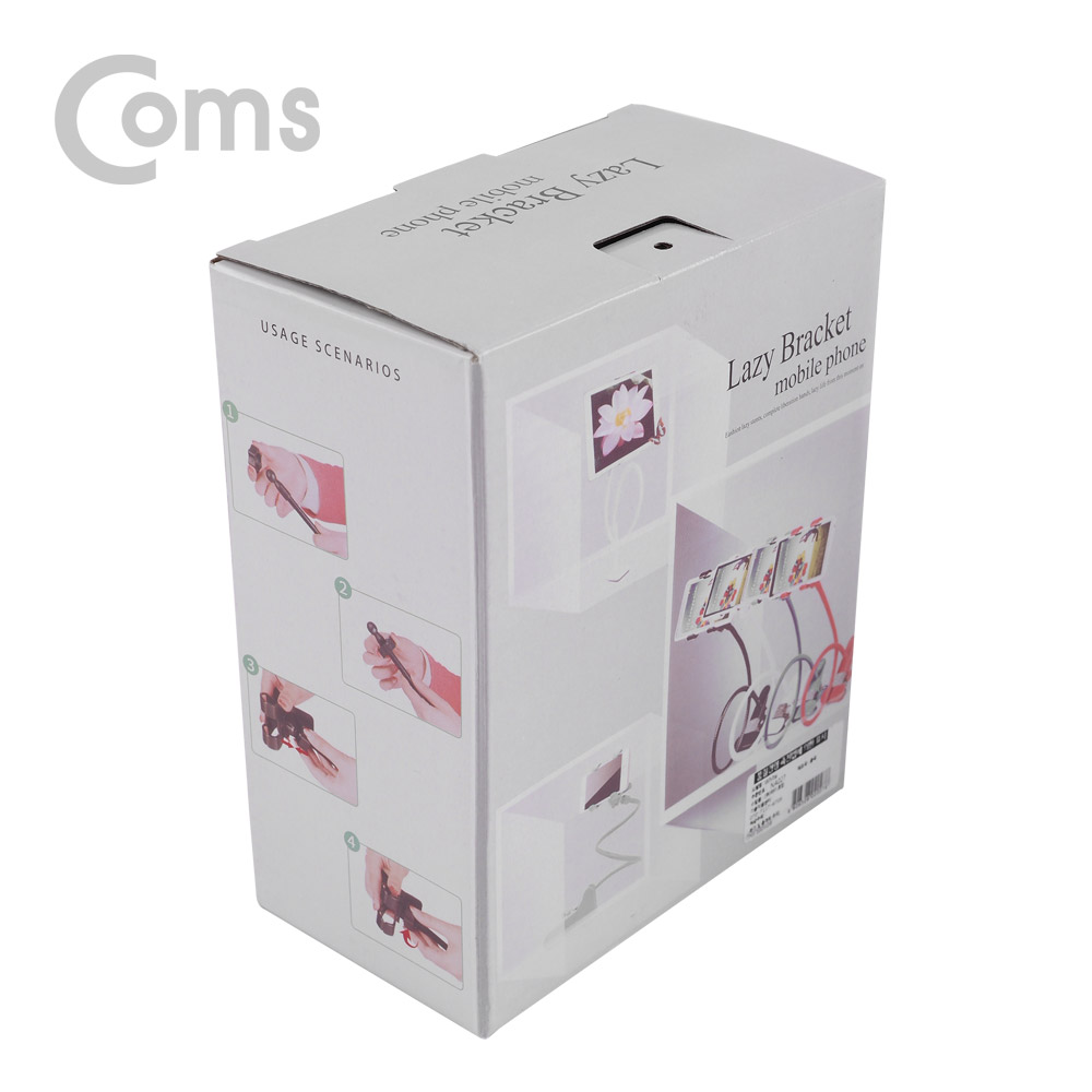 Coms 스마트폰&태블릿 거치대 / 탁상/침대 거치/나사고정, White