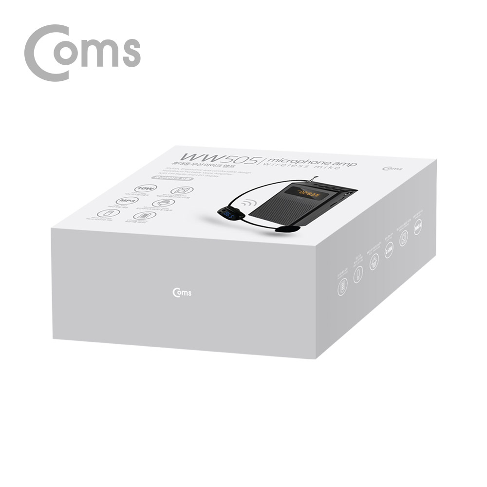 Coms 휴대용 무선 마이크 앰프(스피커) +유선 마이크 Black / FM 라디오, USB, Micro SD