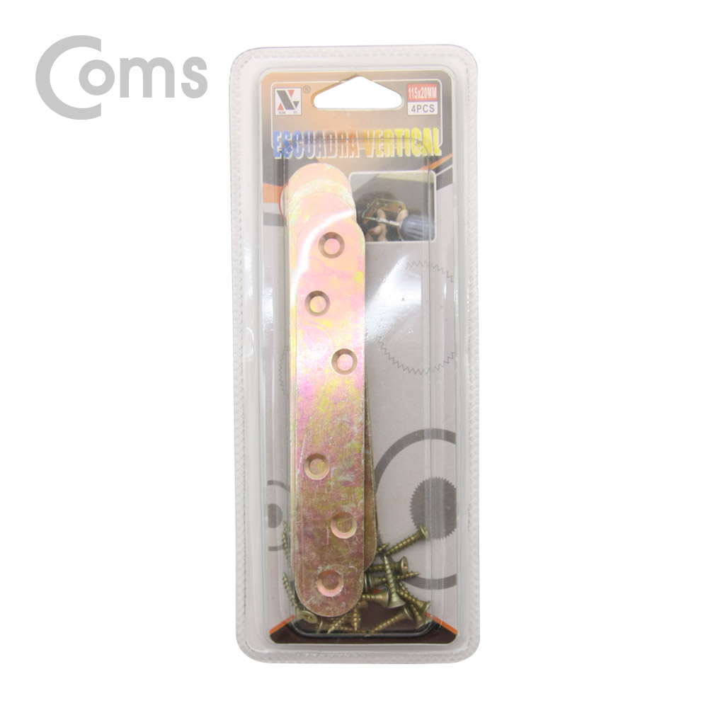 Coms 평철(일자) 4pcs / 115mm X 20mm / 나사못 포함 / -자