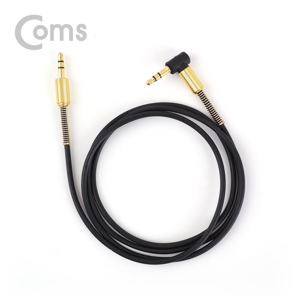 Coms 스테레오 케이블 (3.5 M/M) 한쪽 꺾임(꺽임) 1M / Black-Gold/Stereo