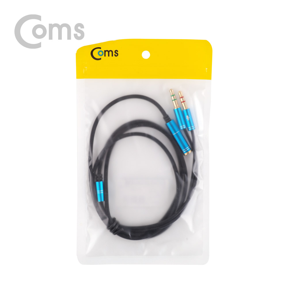 Coms 스테레오 케이블 Y형 1M / 3.5(F - 4극) / 3.5(M x 2-마이크+오디오)/Stereo