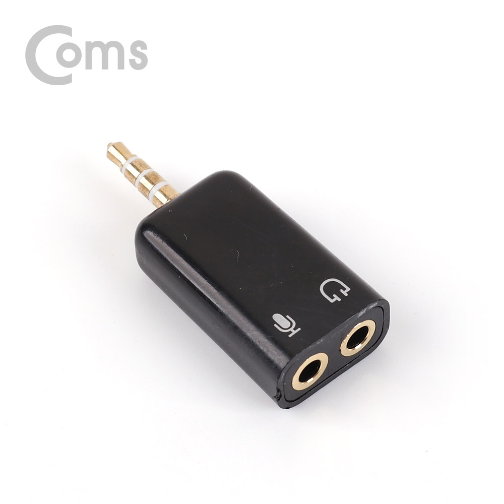 Coms 스테레오 젠더 Y형(4극 3.5 M / 3극 F x 2) Black/Stereo